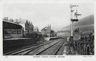 Postcard Brithdir - Rhymney Railway Station (interior) - Rp - Vintage