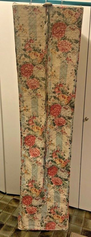 Vintage Large Cloth Garment Storage Bag Shabby Cottage Floral Stripe Print