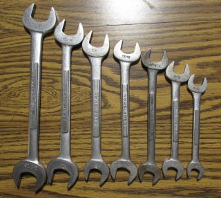 Vintage Craftsman " V " Series 7 Piece Sae Open End Wrench Set 1/2 " To 1 - 1/8 "