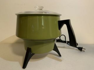 Vintage Aluminum Electric Corn Popcorn Popper Glas Lid Made In Usa Green