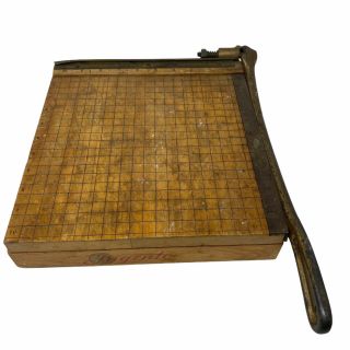 Vintage Ingento Paper Cutter No 3 10 " X 10 " Guillotine Wooden Cast Metal Trimmer