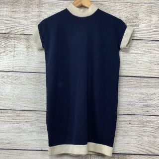 Vtg St John By Marie Gray Womens Knit Shirt Dress Blue Cream Short Sleeve Sz P T