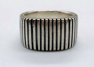 Vintage Solid Silver Heavy Well Made Modernist Danish Ladies Ring Size T
