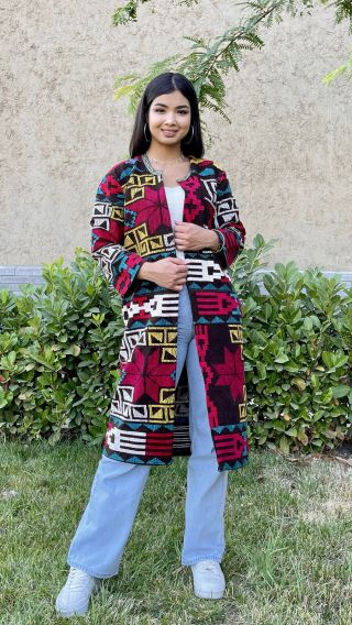 Uzbek Vintage Handmade Embroidery Cotton Suzani Coat Robe Kaftan Batrobe Kimono