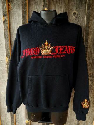 Vtg Jnco Jeans Black Embroidered Acrylic Crown Hoodie Sweatshirt Md Y2k Skater