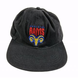 Vintage Adelaide Rams Rugby League Union Black Hat Cap 90s Rare Corduroy