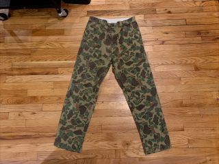 Vtg 60s 70s Browning Frogskin Duck Camo Pants Hunting Outdoor Green 32/30