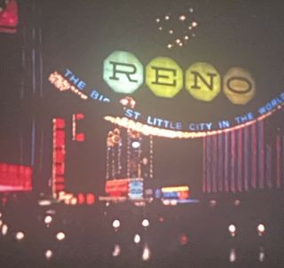 Vintage Reno Nv Night Neon Lights Casinos Trains Railroad 8mm Home Movie