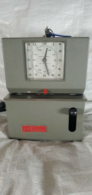Vintage Lathem Punch Time Clock Mechanical Recorder Industrial Factory W/ 2 Keys