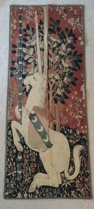 Mille Fleurs " Lady And The Unicorn " Wall Tapestry Belgium 27x60 - Unicorn