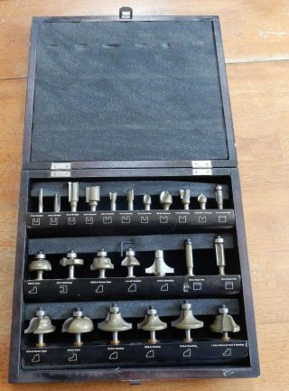 Vintage Craftsman 24 Piece Router Bit Set 1/4 " Shank Carbide Tipped Most