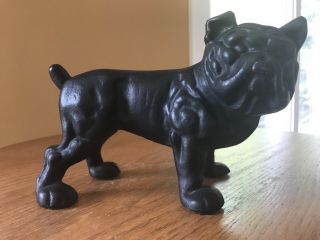 Vintage Cast Metal Iron? Painted Bull Dog _coin Bank Door Stop_book End Heavy
