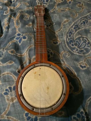 Vintage 4 String Mini Banjo Ukulele / Banjolele For Restoration Needs Alitle Tlc
