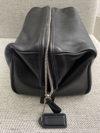 Authentic Vintage Coach Black Leather Travel Dopp Kit Travel Toiletry Bag