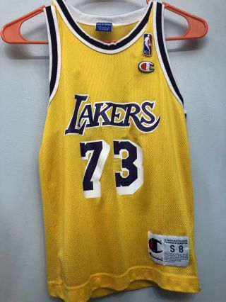 Rare Vintage Champion Los Angeles Lakers Dennis Rodman Jersey Size Youth Small