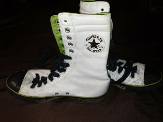 Vintage White Leather Converse High Tops.  Slick,  Old School.  Rare.