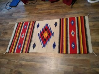 Vintage Native American Indian Navajo Wool Rug Blanket 64 " X 31 "
