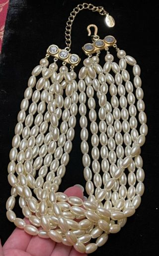 Carolee Vintage Roman Style Multi Strand Faux Pearl Signed Necklace Jewelry