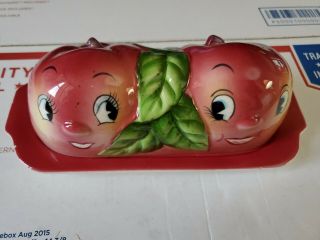 Vintage Japan Py Norco Anthropomorphic Apple Butter Dish Hand Painted Rare