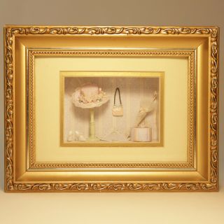 Shadow Box Of Ladies Finery Gold Frame - Dollhouse Miniature 1:12 Scale