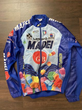 Mapei Sportful Thermal Jacket Large Vintage Roubaix Blue Club