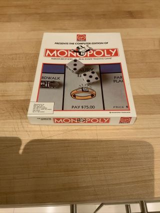 Monopoly Computer Edition 5.  25 " Virgin Ibm Pc 3.  5 " Dos Ibm 1991 Big Box Vintage