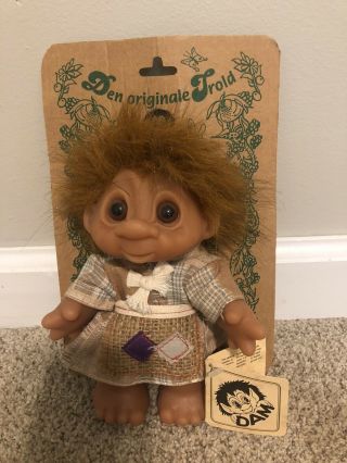 Vintage 1988 Thomas Dam Forest Troll Girl W/tags Barcode Sticker Denmark Made 7”