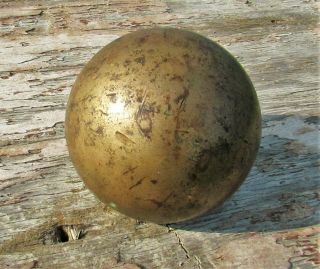 Antique 3 1/2 " Brass Cannon Ball 3lb Solid Shot Unique Vintage Bronze Metal Old