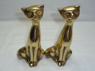 Vtg Mcm Siamese Cats Brass Figurine Mid Century Atomic Danish Modern