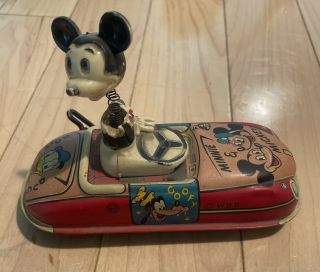 Vintage Mickey Mouse Wind Up Car Disney W.  D.  P.