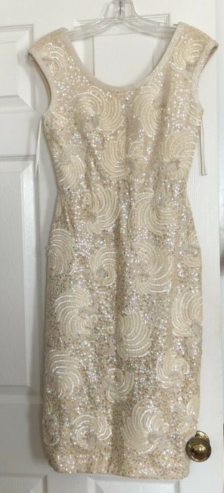 Vintage 50s/60s Wool & Sequins Wiggle Dress - Made In Hong Kong