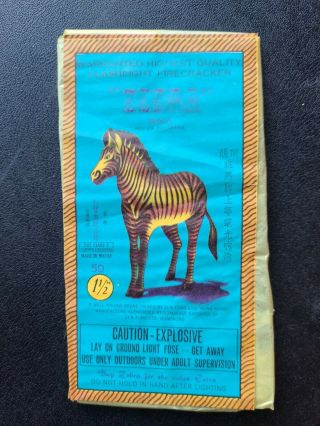 Vintage Zebra Brand Firecracker Label 1 1/2 X 16 