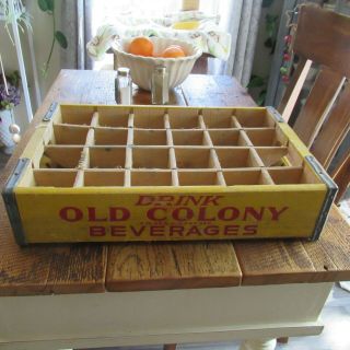 Vintage Old Colony Beverages Wood Soda Bottle Box Crate Ely Nevada