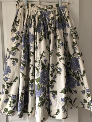 Vintage 1950’s Ilene Ricky 100 Cotton Full Periwinkle Floral Skirt Sz Small