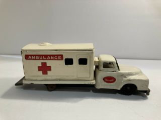 Vintage Sss Chevrolet Ambulance Truck Shioji Tin Friction 8 1/2 " Toy Van - Tlc
