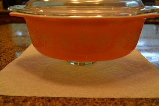 Vintage 1950s White Daisy Pink Pyrex Covered Oval 043 Casserole 1.  5 Quart 2