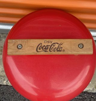 Vintage 1960 ' s Round Coca Cola Metal Cooler Red Styrofoam Picnic Camp Beach 2
