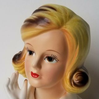 Vintage 1960 ' s LEFTON Porcelain 624 Head Vase BIG Patty Duke Hair w Gloved Hand 2