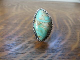 Vintage Sterling Silver & Turquoise Navajo Ring - Size 10 1/4