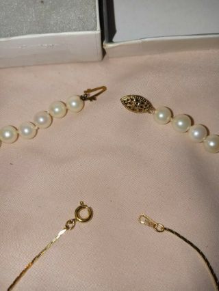 Vintage 1950 ' s Real Pearl Necklace W/ 14k Gold Clasp and Real Pearl Bracelet set 2