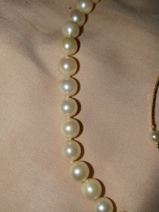 Vintage 1950 ' s Real Pearl Necklace W/ 14k Gold Clasp and Real Pearl Bracelet set 3