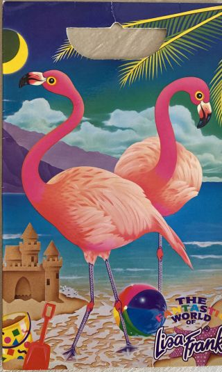 Vintage Lisa Frank Flamingo Sticker Tote 80’s