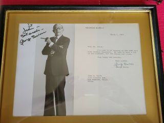 Vtg George Burns Autograph,  Letter And Photo 1982.  Plus Eleanor Roosevelt Joke
