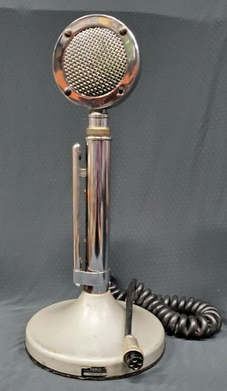 Vintage D - 104 Astatic Cb Power 4 Pin Microphone Chrome Lollipop T - Ug8 Stand