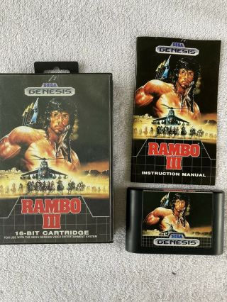 Vintage Rambo Iii Sega Genesis Complete & Instructions Rare
