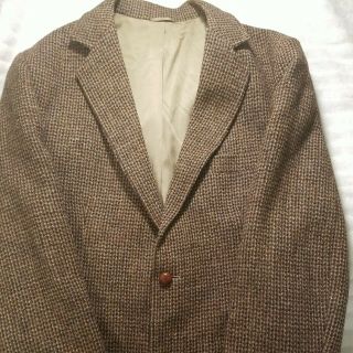 Vintage 70s Harris Tweed Mens Scottish Wool Sport Coat Blazer