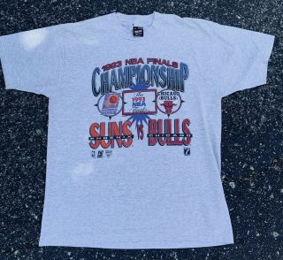 Vtg Chicago Bulls 1993 Nba Championship Screen Stars Gray T - Shirt L Jordan