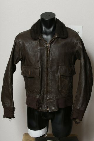 Us Vintage Leather G1 Usn Bomber Flight Jacket Sz 42 Star Sportswear