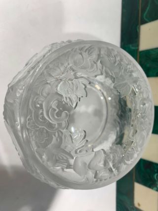 Vtg Lalique France Nude Nymph Satin Frosted Glass Powder Jar Pin Dish Signed