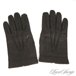 1 Menswear Vintage Alexette Bacmo Smoke Grey Peccary Hogskin Leather Gloves 8.  5